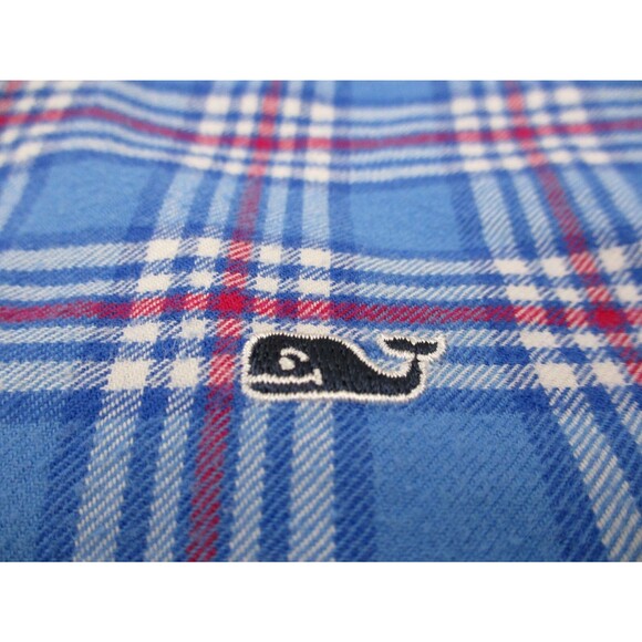 Vineyard Vines Shirt Boy Youth Extra Large 18 Blue Whale Flannel Plaid Button Up - Picture 4 of 10